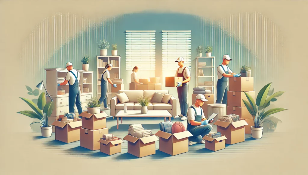 umzugskartons werden ordentlich eingepackt