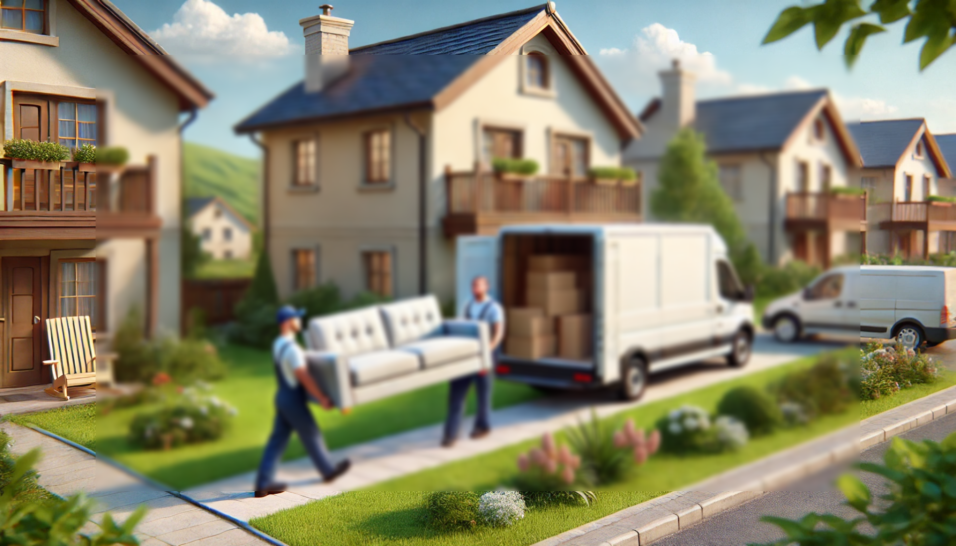 entrümpler tragen möbel in transporter